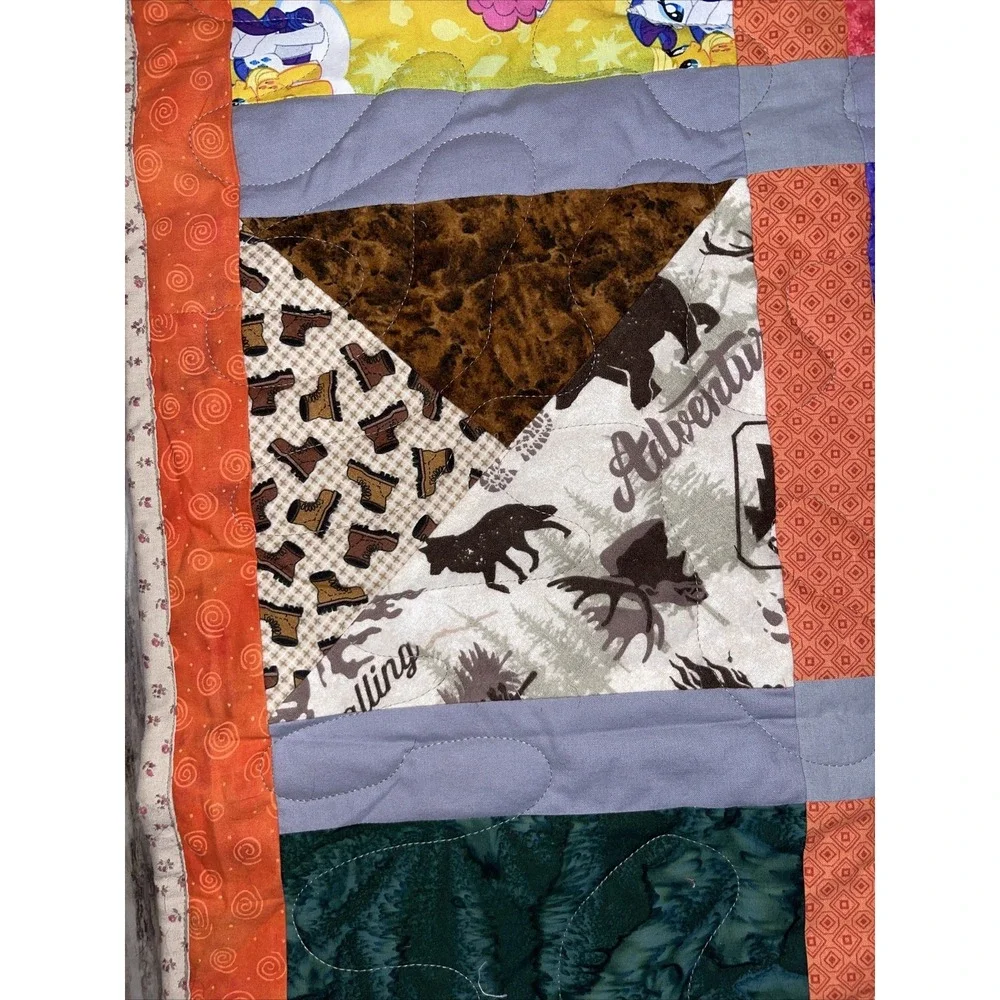 Handmade girls quilt Frozen princess Anna Elsa quilt blanket Flannel Lined 88x66